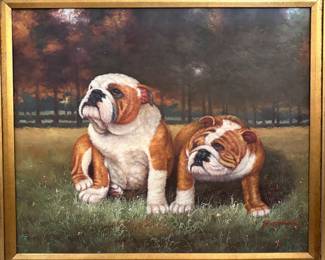 Signed Original Oil of English Bulldogs