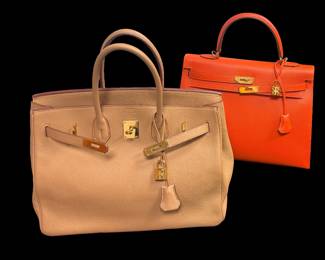 Hermès Birkin, 35mm; Hermès Orange Kelly