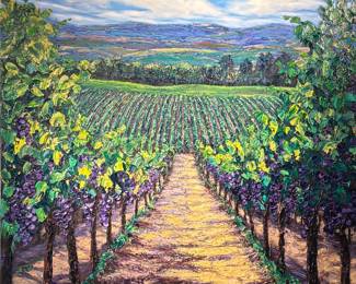 Jennifer Vranes Original Oil Impasto Summer in Napa, c1974 60" x 60"