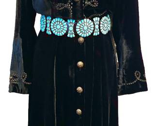 Double D Ranch Black Velvet Dress with Turquoise Belt