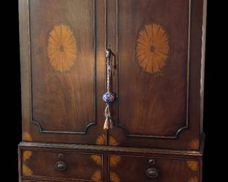English Antique Linen Press with Inlay