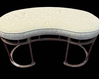 Pair of Kidney Shaped Benches on Wrought Iron Base