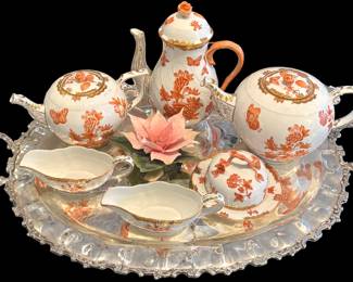 Herend "Fortuna Rust" 211pc Dinner Service & Serving Pieces