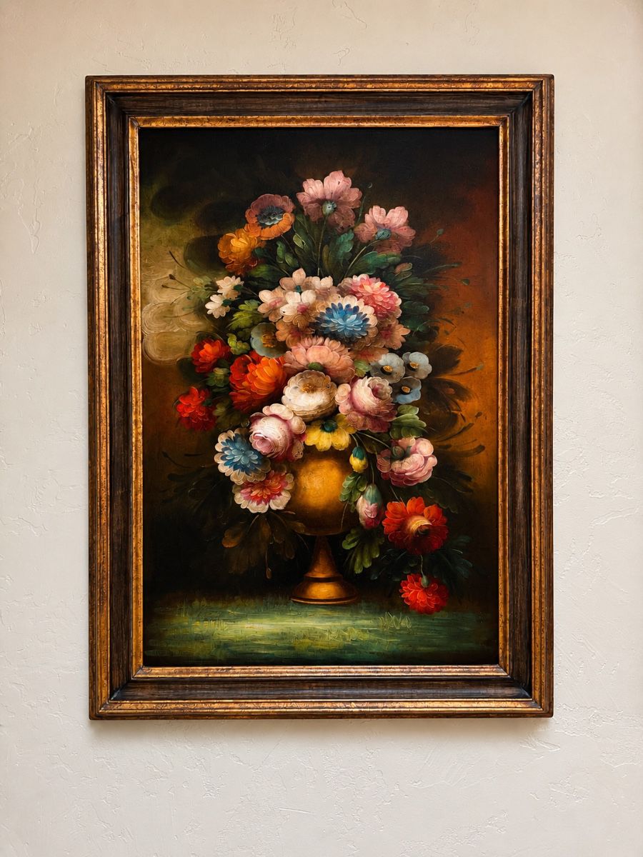 Artwork $350 Vintage PIERRY Floral Oil Painting Beautiful vintage PIERRY floral still life, vibrant colors with an elegant ornate wood and gilt-style frame. Frame reference #478-7 K6. Beautiful statement piece in very nice condition. Call if interested 208-870-9295