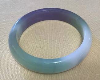 TTM069 Lavender, Green & White Jade Bangle Bracelet New