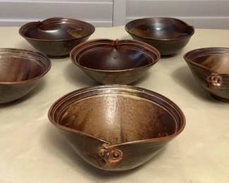 TTM029 Set Of 6 Nichibei Potters Ceramic “Shell Bowls” 