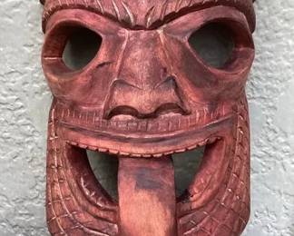 TTM008 Large Carved Wood Samoa Tiki Mask