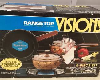 TTM012 Vintage Corning Rangetop Visions 5-Piece Cookware Set New