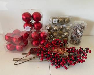 Christmas lot $35 Shatter proof ornaments and berry stems