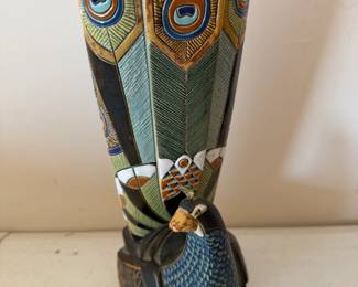 $24 10.25” pottery peacock vase