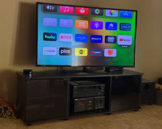 Samsung 60" TV, Black media console w/ storage