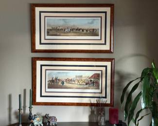 Ethan Allen Equestrian prints featuring high-quality triple-matting and substantial burl wood frames which significantly increase their value.