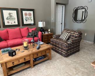 Living Room w/ Henredon Sofa and Ethan Allen Club Chair, Mexican Rustic Pine Table