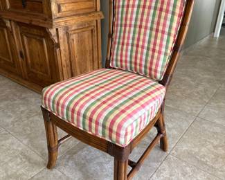 Vintage high-back rattan dining chairs - set of 6. The MOST comfortable dining chairs that I've ever owned.