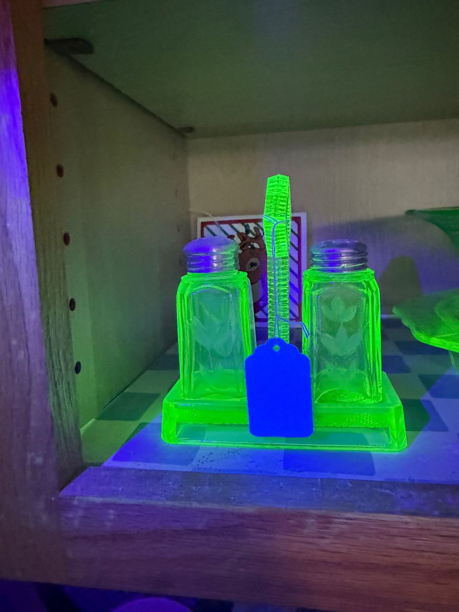 Art Deco Uranium Glass Shaker Set