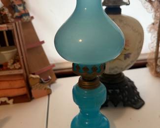 Blue Cased Oil Lamp