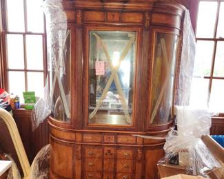 Italian china cabinet/BAR. 2 piece. Imagine mounting top at ceiling height for 2 separate pieces. Dimensions 3rd pic
