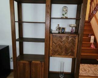matching vintage cabinet/shelf, with drop down bar shelf