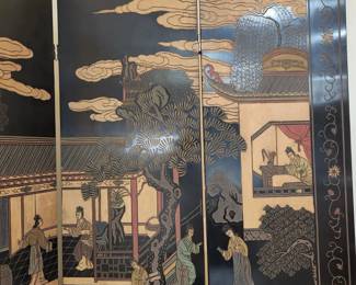 4 panel Asian screen, finished both sides FRONT detail