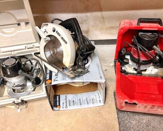 Power Tool Collection, Craftsman Router, Black & Decker Circular Saw, Portable Router & Original Carrying Cases