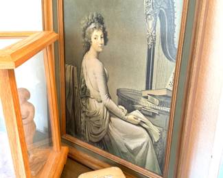 Neoclassical Woman with Harp Framed Art Print