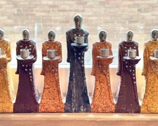 Sculptural Brutalist Figural Hanukkah Menorah, Made in Philippines