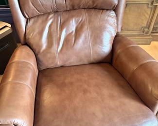Brown Top-Grain Leather Power Recliner Lounge Chair with Plush Padded Back & Arms