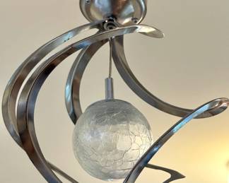 Mid-Century Modern Sculptural Chrome Ribbon Pendant