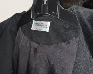 Black wool blend coat with velvet trim second image