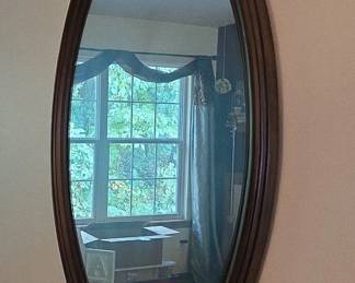 Dark Wood Oval Wall Mirror second image