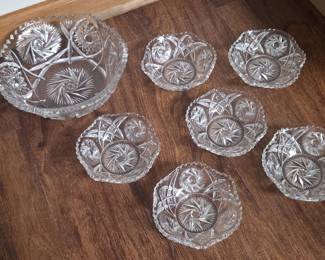 American Brilliant Cut Glass Bowl Set