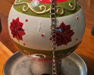 Ceramic Poinsettia Bird Feeder