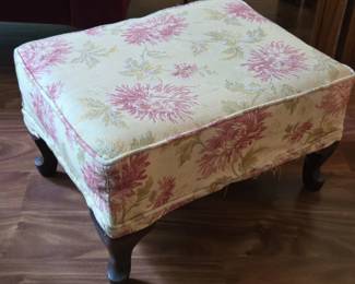 Floral Upholstered Footstool