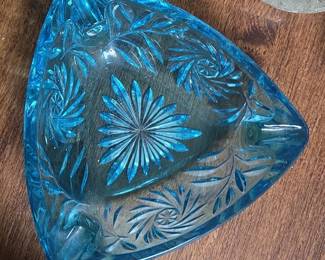 Vintage Hazel Atlas Turquoise Ashtray