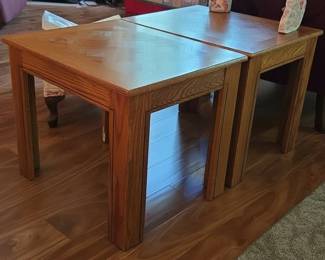 Oak Parquet Nesting Tables second image