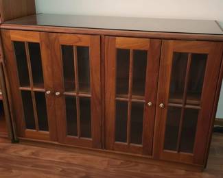 MidCentury Walnut GlassDoor Credenza