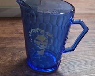 Shirley Temple Cobalt Blue Glass Pitcher and Bowl second image