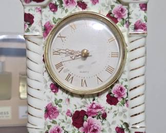 Floral Porcelain Mantel Clock