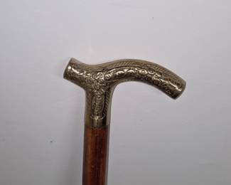 Brass Floral Handle Wooden Cane second image