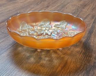 Marigold Strawberry Carnival Glass Bowl second image