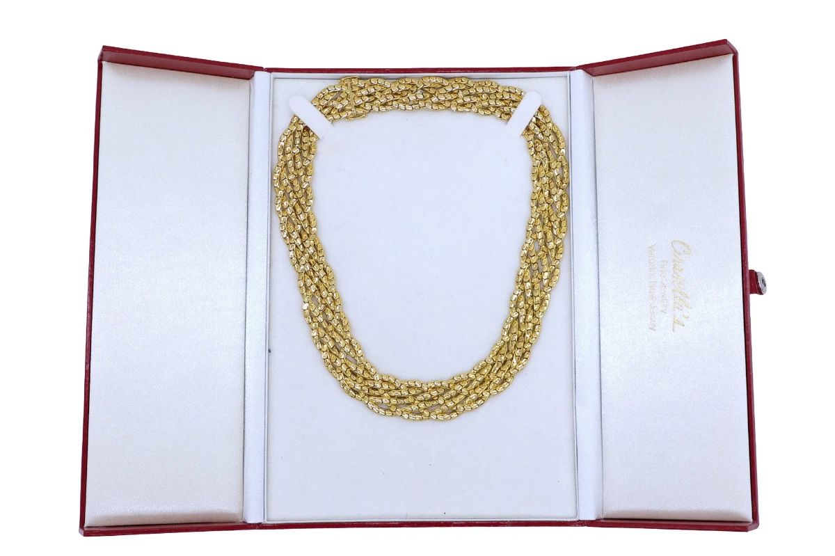 Vintage 18k Yellow Gold Multi Strand Woven Statement Choker- 133.59 Grams