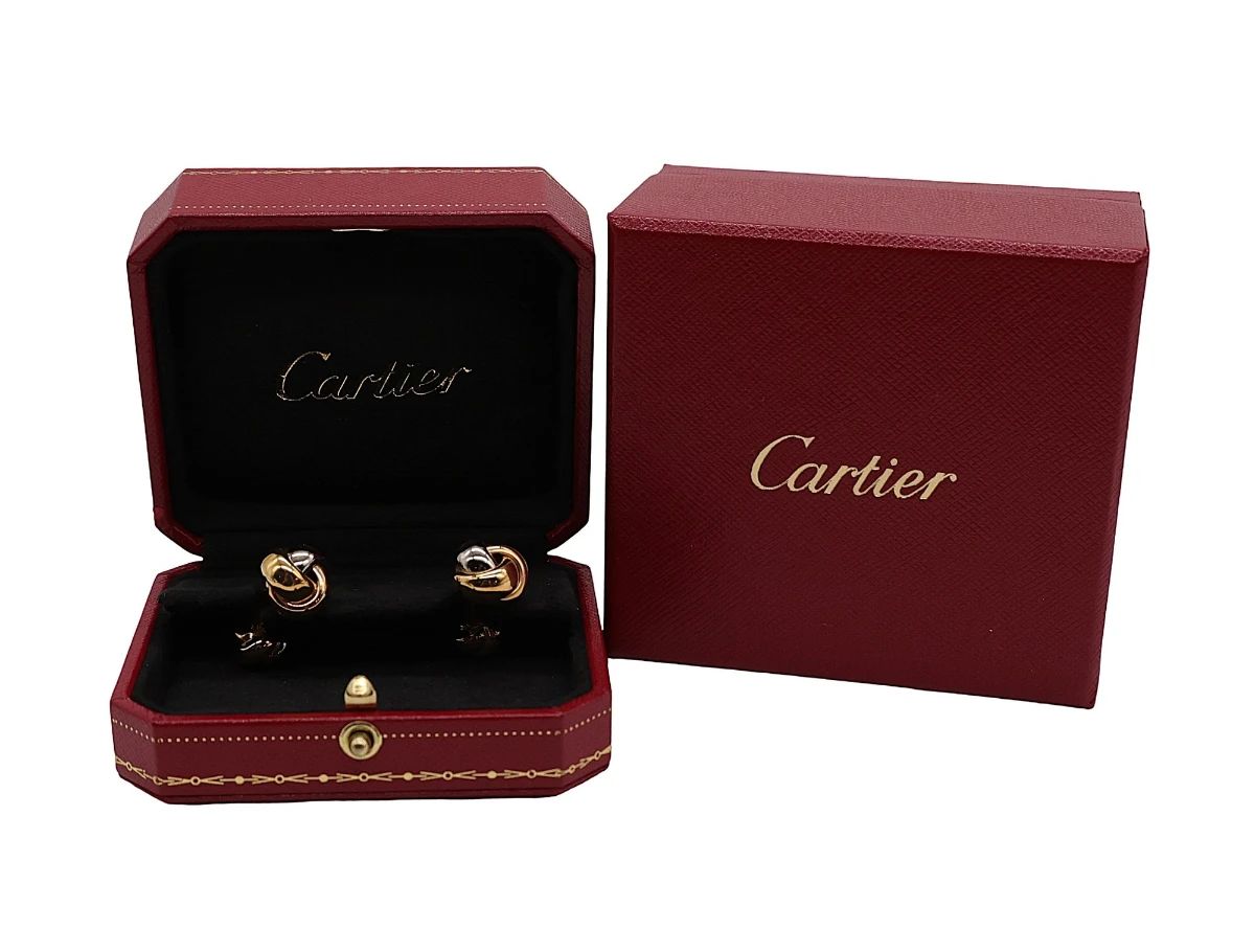 Authentic Cartier Trinity Pair Of 18k Tri Color Cufflinks Collector Square