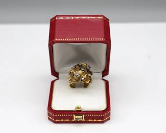 Vintage 14k Yellow Gold Botanical Cocktail Ring