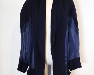 Vintage FENDI Open Front Navy Cardigan With Sheer Bottom