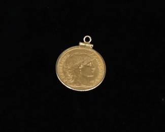 1914 French 10 Francs Gold Marianne Rooster Coin