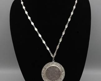 Vintage Coin Necklace Featuring A 1922 U.S. Peace Silver Dollar