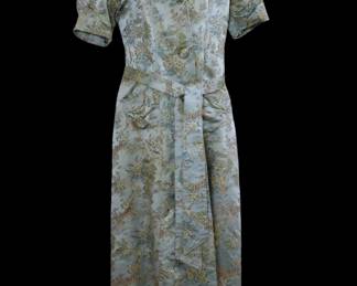  Stunning Lovely Silk Brocade Dress In A Silk Brocade Powder Blue With Asian Motifs And Flowers