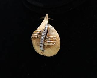 14k Yellow Gold & Natural Diamond Abstract Sculptural Pendant