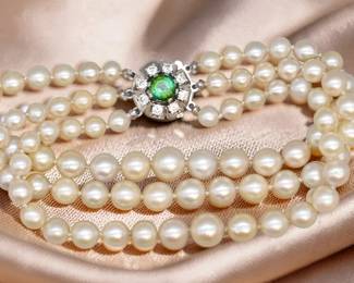 Classic 14k Cultured Pearl Bracelet With Natural Diamonds 