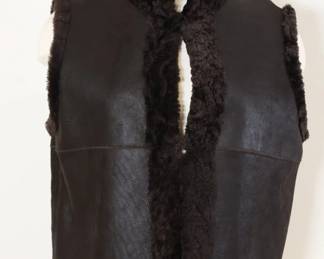 Black Curly Shearling And Leather Reversible Womans Vest